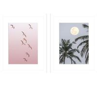 Victoria Frost - Impression encadrée "Birds In The Sky/Full Moon" Set 2er-Pack PM11720 (40 cm x 30 cm) (Rose/Bleu/Vert)