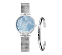 VICTORIA HYDE Ensemble de Montres à Quartz analogique pour Femme avec Cadran en Nacre (Argent)