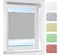 Victoria M. Indiva Lite Store plissé sans perçage 40 x 150 cm, Store à Plis de Haute qualité avec Support à Pince pour fenêtres, Portes et Volets Store à Pince Gris Clair