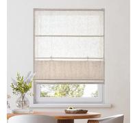 Victoria M. Ivora Store romain avec rails en aluminium robuste, pour fenêtres et portes, avec cordon de serrage, facile d'entretien, 60 x 130 cm, ivoire chiné
