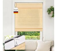 Victoria M. Klemmfix - Store romain en bambou - Protection solaire - Brise-vue - Store à traction latérale - Sans perçage - Pour fenêtres et portes - 100 x 130 cm - Naturel