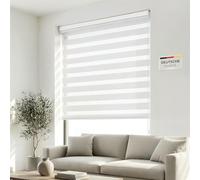 Victoria M. Store Enrouleur Double pour Porte Fenetres - Store Double Obscurcissant Et Translucide, Montage Mural Ou Au Plafond, 120l x 175L cm, Blanc