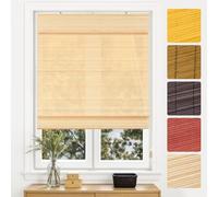 Victoria M. Store enrouleur en bambou protection solaire store occultant store à tirage latéral, pour fenêtres et portes, opaque, 50 x 130 cm, naturel