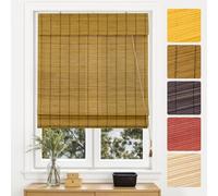 Victoria M. Store romain en bambou - Protection solaire - Store à traction latérale pour fenêtres et portes - Opaque - 40 x 130 cm - Marron