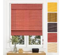 Victoria M. Store romain en bambou - Protection solaire - Store à traction latérale pour fenêtres et portes - Opaque - 60 x 130 cm - Cerise