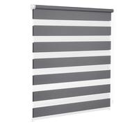 Victoria M. Zevra Store Double Duoroll, Store à Pinces sans percer, Bandes translucides/occultantes, pour fenêtres et Portes, 50 x 160 cm, Gris foncé