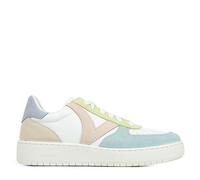 Victoria Basket Basse Madrid Effet Cuir & Pièces Multicolores en Croûte De Cuir 1258214 pour Femme Celeste 39