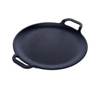 Victoria Plaque à Griller en Fonte à Induction Poêle à Pizza, 25cm avec Poignées, Feu, Barbecue, Four, Comal Pré-assaisonnée pour Créer Antiadhésif sans Toxicité et sans PTFE