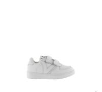Victoria - Sneaker basse enfant blanc à scratch, simili cuir, semelle caoutchouc 27