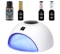 Victoria Vynn Gel Polish Kit de vernis à ongles avec base, top et Mega Base et corail brillant inclus Lampe UV 84 W Pour préparation et soin des ongles (Always Princess)