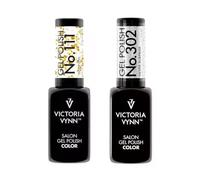 VICTORIA VYNN Set de vernis à ongles gel - Feuille d'or n° 111 & Argento 302 Soak Off - Vernis gel UV de haute qualité pour manucure professionnelle