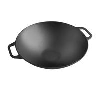 VICTORIA Wok en Fonte Émaillée Induction 35,5cm, Convient pour le Feu, le Barbecue, le Four, la Plaque Vitrocéramique, le Gaz, Cast Iron Skillet sans Toxicité, sans PTFE ni PFOA
