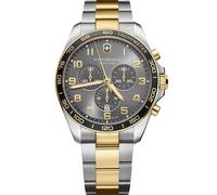 Victorinox Montre Homme FieldForce Classic Chrono Ø 42 mm, Swiss Made, Quartz Analogique, Étanche Jusqu’à 100 m, Bracelet INOX, Gris/Argent/Or