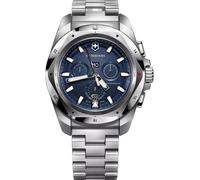 Victorinox Montre Homme I.N.O.X. Chrono Ø 43 mm, Swiss Made, Quartz Analogique, Étanche Jusqu’à 200 m, Bracelet INOX, Argent/Bleu