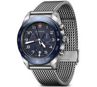 Victorinox Montre chronographe suisse avec cadran bleu et maille en acier inoxydable 42 mm - 242049