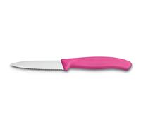 Victorinox, 6.7636.L115, Swiss Classic, Couteau à légumes, Lame extra tranchante, à lame crantée, manche plastique robuste, Rose, Switzerland, Lavable au lave-vaisselle