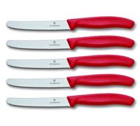 Victorinox 6.7831.5 Swissclassic Lot de 5 Couteaux pour éplucher Les légumes et Couper Les tomates Rouge
