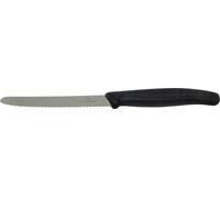 Victorinox Swiss Classic, Couteau à petit déjeuner, Couteau à pain, Lame tranchante, dentelée, 11 cm, Manche plastique, Acier inoxydable, Set 6 Pièces, Noir