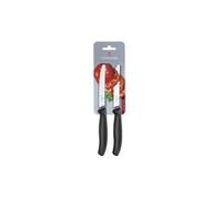 Victorinox 6.7833.B Carte De 2 Couteaux De Table/Tomates, Lame Crantée 11 Cm Inox, Bout Rond, Manche Polypropylène Noir.