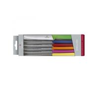 Victorinox 6.7839.6g Coffret 6 Couteaux De Table/Tomates, Lame Crantée 11 Cm Inox, Bout Rond, Manche Polypro. Couleurs Assorties