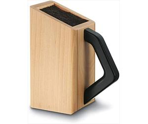 Victorinox Bloc à Couteaux Professionnel en Bois de Hêtre, Beige Amande | Rangement élégant pour 6 couteaux de cuisine, organisation du plan de travail, 257 x 120 x 225 mm, Swiss Made