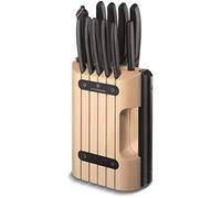 Victorinox Bloc à Couteaux Vide, Rangement Compact pour 6 Couteaux, Bois | Support robuste en bois de hêtre beige amande pour organisation de cuisine, 271 x 131 x 237 mm, Fabriqué en Suisse