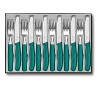 Victorinox Classic, Couverts de table professionnels, 12 pièces, Lame extra-tranchante, Taille ondulée, 11 cm, Acier inoxydable, Vert