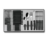 Victorinox Couverts Classic – professionnels, 24 pièces, lame crantée 11 cm, acier inoxydable noir