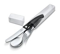 Victorinox Classic Jeu de Couverts, 3 Pièces, Couteau, Fourchette, Cuillère, Noir, Acier Inoxydable