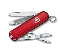 VICTORINOX Couteau de Poche Classic SD, Petit, 7 Fonctions, Swiss Made, Outil Multifonction avec Lame, Lime à Ongles, Tournevis 2,5 mm, Ciseaux, Rouge