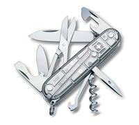 Victorinox Couteau de poche Climber – 14 fonctions, léger, tire-bouchon – Argent transparent