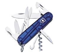 Victorinox Climber Couteau de Poche Suisse, Léger, Multitool, 14 Fonctions, Tire Bouchon, Lame, Ouvre Boite, Bleu Transparent