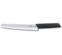 Victorinox – Couteau à pain et pâtisserie Swiss Modern, lame extra-tranchante ondulée 22 cm, noir