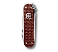 VICTORINOX Couteau de Poche Classic Precious Alox, 5 Fonctions, Outil Multifonction avec Ciseaux, Tournevis, Porte-Clés, y c. Boîte Cadeau, Hazel Brown