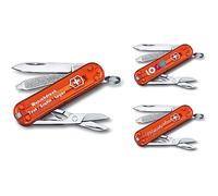 Victorinox Couteau de Poche Classique SD Avec Demande Impression Sur Coque I Cadeau pour Hommes Femmes I Cadeaux Pour Anniversaire I Suisse Personnalisé 7 Fonctions 0.6223 (orange translucide)