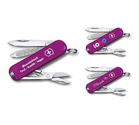 Victorinox Couteau de Poche Classique SD Avec Demande Impression Sur Coque I Cadeau pour Hommes Femmes I Cadeaux Pour Anniversaire I Suisse Personnalisé 7 Fonctions 0.6223 (violet)