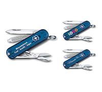 Victorinox Couteau de Poche Classique SD Avec Demande Impression Sur Coque I Cadeau pour Hommes Femmes I Cadeaux Pour Anniversaire I Suisse Personnalisé 7 Fonctions 0.6223 (bleu pétrole transparent)
