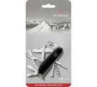 VICTORINOX Couteau Suisse Huntsman, 15 Fonctions, Swiss Made, Outil Multifonction Outdoor, y c. Ciseaux, Scie à Bois, Noir