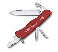 Victorinox Couteau de Poche Picknicker avec Demande Pression sur La Coque I Cadeau pour Hommes Femmes I pour Anniversaire I Suisse Personnalisé avec 11 Fonctions 0.8353 - Rouge, 111x31x16 mm