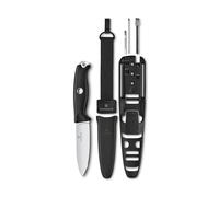 VICTORINOX Couteau de Poche Venture, 9 Fonctions, Couteau Outdoor à Lame Fixe, y c. Lame 10,5 cm, Pincette et Pierre à Feu, Pleine Soie, Noir