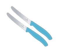 Victorinox | Couteau de table Swiss Classic | Lot de 2 | Bleu Caraïbes | Fabriqué en Suisse | Idéal également comme couteau à petit-déjeuner