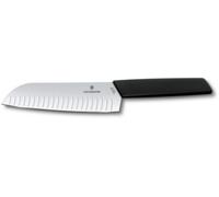 Victorinox Couteau Santoku Swiss Modern, lame alvéolée, acier inoxydable, lave-vaisselle, 17 cm Noir
