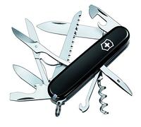 Victorinox Couteau Suisse Huntsman, 15 Fonctions, Swiss Made, Outil Multifonction Outdoor, y c. Ciseaux, Scie à Bois, Noir