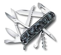 Victorinox Couteau Suisse Huntsman - Couteau de Poche 15 Fonctions Camo | Multitool avec scie bois, ciseaux et tire-bouchon. Id )al pour randonn)e et camping. 91 mm. Fabriqu) en Suisse