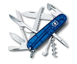 Victorinox Couteau Suisse Huntsman, Multitool 15 Fonctions, Bleu | Scie à bois et ciseaux pour camping, randonnée et survie, longueur 91 mm, matériel robuste, fabriqué en Suisse