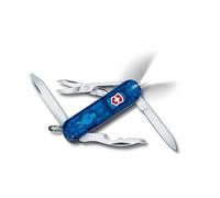 Victorinox Couteau suisse Midnite Manager 0.6366.T2 – 10 fonctions, LED, ciseaux – Bleu transparent