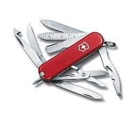 VICTORINOX Couteau Suisse Mini Champ, Petit, 18 Fonctions, Swiss Made, Outil Multifonction avec Coupe-papier, Décapsuleur, Dénudeur de Fils Électriques, Rouge