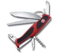 Victorinox Couteau Suisse Ranger Grip 79 Multitool 12 Fonctions Rouge | Couteau de poche avec scie à bois et lame à ouverture une main, idéal pour camping et randonnée, 130 mm, Swiss Made