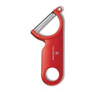 Victorinox Éplucheur avec emporte-pièce, pour fruits et légumes, Lame pendulaire, Extra tranchant, Poignée ergonomique, Rouge