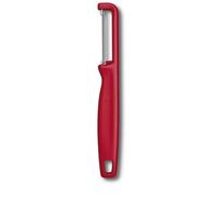 Victorinox Éplucheur Iota, Éplucheur pour Légumes, Fruits, Lame Dentelée, Double Tranchant, Extra Aiguisé, Swiss Made, Rouge
